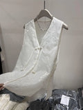 Vest Women's Summer 2024 New Design Feeling Of European Root Yarn Embroidery New Chinese Style Outside Folded Horse