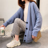 Women Spring Autumn Fashion New Knitted Loose Korean Style Fairy Sweater All-match Warm Single Breasted Casual