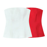 And White Tsets 2025 Spring And Summer Shoulder Repair Silk And Silk Textured Back Zipper Short Vest