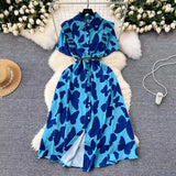 Zingj Familiar Style Minority Women's Dress 2024 Summer New Design Sensitive Wood Ear Waist Printing Elegant Long