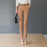 Pants Fashion 2020 Spring High Waist Office Lady Trousers Workwear Ankle-length Casual Woman Stretchy Slim Pencil