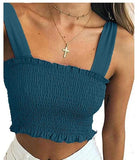Autumn Tube 2020 New Crop top Women Bow Tie Strap Ruched tank Top Lettuce Edge Elastic Camis 17
