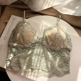 Sexy Lace Push Up Bra Set Women's Wire Free Underwear Ultra thin Triangle Cup Bras Romantic Black Embroidery