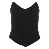 Autumn Fashion Trend Women's New Word Shoulder Repair Body Bare Back Solid Color Bhise Small