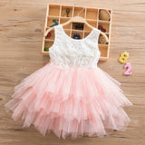 Beading Girl Dress 2021 White Backless Girls Teenage Princess Dress Irregular Tutu 2-6 Years Pink Children Dresses