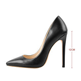 Onlymaker Women's Pumps Pointed Toe 10 12CM Pumps Slip-OnThin Heels Patent Leather Party Wedding Office Lady Big Size