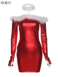 Autumn Fashion Sexy Slash Neck Halter Off Shoulder Mini Bodycon Dresses For Women 2022 New Christmas Party Club