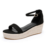 Cm Baotou Water Table Slope Heli Shoes Hemp Rope Grass Mat Weaving High Heel Sandals Mary Jane Large-Size Thick-Soled