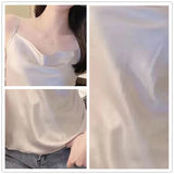 Fashion Silk Camis female Summer Tank Top Silk Vest Bottoming Shirt Sexy Cami Top Womens Clothing White Chiffon Tops