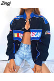 new American retro letter print jacket coat women Y2K high street fashion trend baseball uniform couple casual loose