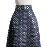 Denim Patchwork Sequin Skirt For Women High Waist Casual A Line Skirts Female Fashion New Clothing 2022 Spring