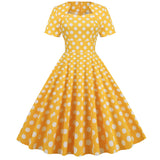 Robe De Cocktail Summer Dress 2022 Polka Dot Blue Print Cotton 50s 60s 40s Casual Pin Up Swing Rockabilly Party
