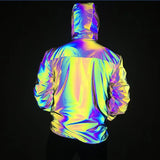 Supply Autumn And Winter Colorful Reflective Jacket Ins Fashion Men's Hooded Jacket Large Size Jacket-Outfit