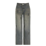 Hip Pop Low Waist Letter Print Boyfriend JeansOutfit