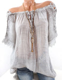 Solid Color Summer Women's Off-shoulder Short-sleeved