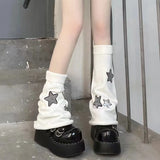 Zingj Hot Girl Leg Set Y2k Homemade Star Big Bone Element Show Leg Thin Jk Knit Pile Pile Wide Leg Sock Set-Outfit
