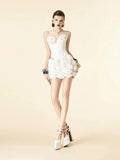 New Red Brao Floral Dress Set Stylish Warm Party