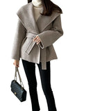 Chic Autumn And Winter Retro Temperament Feel Big Collar Hair Coat With Small