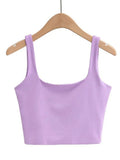 Zingj Temperament Sexy Back Double Small Vest Summer Women's New Pure Color Versatile Short Sleeveless Jacket-Outfit