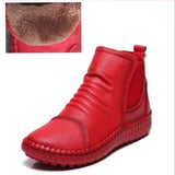 Leather Shoes Women Boots 2021 Autumn Winter Fashion Handmade Ankle Boots Warm Soft Outdoor Casual Flat Shoes