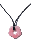 Hollow Out Flower Pendant Rope Necklace-Outfit