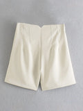 Women Basic Suit Shorts OL Lady Spring Summer New Trendy Pants High Waist Street Style