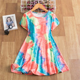 Fancy Pretty Girl Colorful Dots Dress Birthday Party Princess Dress Lace Ball Gown Elegant Dress Casual Dress Size