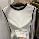 Zingj Advanced Cotton Color Round Collar Long Sleeve T Shirt Female 13 Line Design Sense Of Small Inside With The Bottom