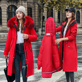 Long Two Wear Cotton Dress Korean Version Over The Knee Pie To Overcome The Slim Hair Collar And Velvet Padded Clothes Female 2023 Unloading Windbreaker-Outfit