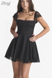 A Line White Dress Short Lace Holiday Club Party Dresses Casual Mini Sweet Back Lace Up Birthday Dresses for Women
