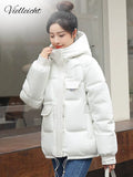New 2022 Women Short Jacket Winter Thick Hooded Cotton Padded Coats Female Korean Loose Puffer Parkas Ladies