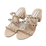Heels Black Riveted Lady High-Heeled Sandals Thick-Heeled Sandals Fishmouth