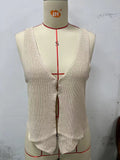 Zingj Round Collar Sexy Vest Women's Summer New Style Sleeveless Hot Girls Knit Top Cardigan-Outfit