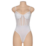 Mesh See-through Sexy Bodysuit Women Rompers Summer Casual Slim Streetwear Outfits Bodycon Bodies Ladies