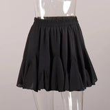 Ruffles Solid Elastic Waist Mini Skirt- Outfit