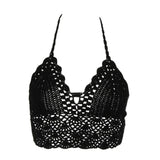 Sexy Bikini Crop Top Women Crochet Boho Beach Camisoles Bikini Bralette Halter Cami Knitted Bra Backless Beachwear Tank