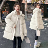 Down Cotton Clothing Women's Long Style 2024 Winter New Loose Large Size Small Thick Cotton-Padded Jacket Cotton Coat-Outfit