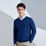 Zingj And Winter New Men's V Collar Loose Large Size Gentleman Sleeve Long Sleeve Sweater Middle-Aged Knit Chicken Heart Collar Bottom Shirt-Outfit
