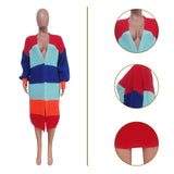 Zingj New Women's Casual Contrast Color Cardigan Handmade Knitted