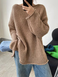 Women Korean Harajuku Loose Sweater Casual O Neck Batwing Sleeve Sweet Pullover Autumn Winter Casual Solid Jumper Chic Top
