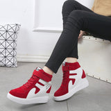 New Korean Version Of The Fashion Magic Stick Thick Soles Of High-Pine Cake Shoes High-Top Shoes Color Frosted Leather Casual