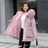 New 2021 Winter Parkas Women Large Fur Collar Hooded Jacket Thickness Cotton Padded Overcoat -30 degree Snow