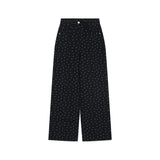 Zingj Design Sense Wave Dot Straight Leg Jeans Female Spring And Summer Vintage Pleated High Waist Mop The Floor Pants Wide Leg Pants