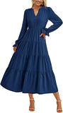 Autumn Long Dress Long Sleeve V-Neck Layered Lotle Leaves By The A-Line Cocktail