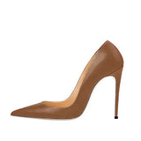 High Heels Women Shoes Pumps 12 cm Stilettos Shoes For Women PU Leather Wedding Shoes brown nude black YG001