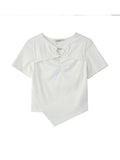 Clothes T-shirt O-Neck Short Sleeve Casual 90s Korean Fashion Sexy Chic Heart Hollow Out Tee Top 2022 Summer Female