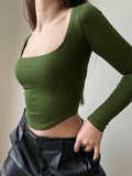 Asymmetric Long Sleeve Crop Top-Outfit