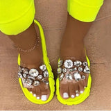 Bling Crystal Slippers Ladies Fashion Slides Women Casual Outdoor Flats Female Beach Shoes Women's Footwear Plus Size