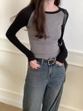Color Long-Sleeved T-Shirt A New Autumn Style Slim Body With A Short Bottomed Blouse In The Rotator