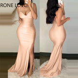 Women Solid Glamorous Tank High Silt Bodycon Maxi Sexy Formal Party
